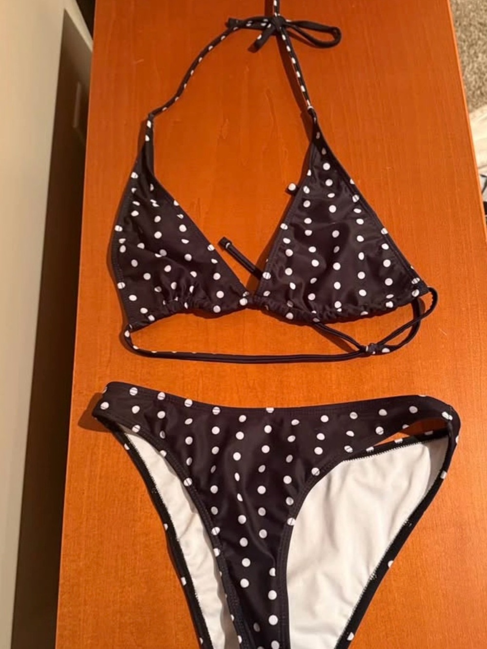 Amazon Black and White Polka Dot Triangle Bikini